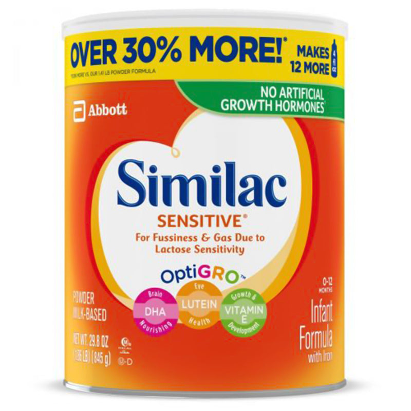 Infant Formula Similac Sensitive Unflavored 29.8 oz. Can Powder Iron Lactose Sensitivity (Case of 6)