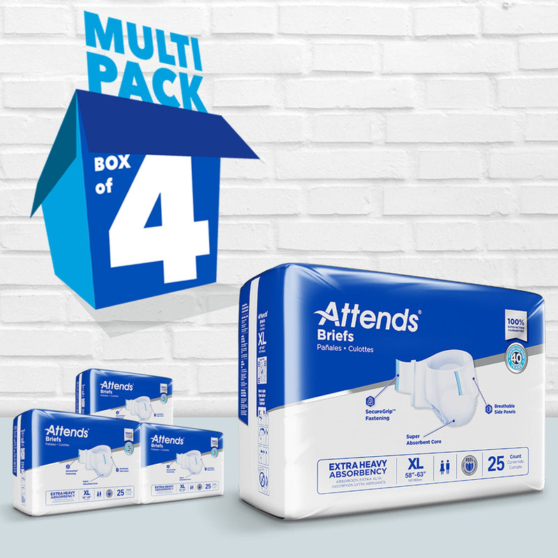 Attends Extra Heavy Absorbency Briefs, X-Large (Case of 100)