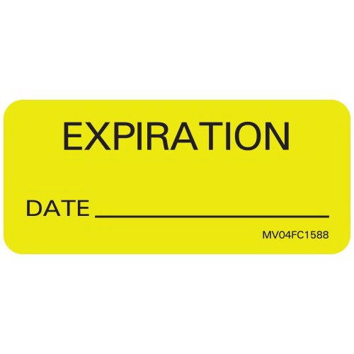 Pre-Printed Label MedVision Auxiliary Label Yellow Paper Expiration Black Quality Control Label 1 X 2-1/4 Inch (Roll of 420)
