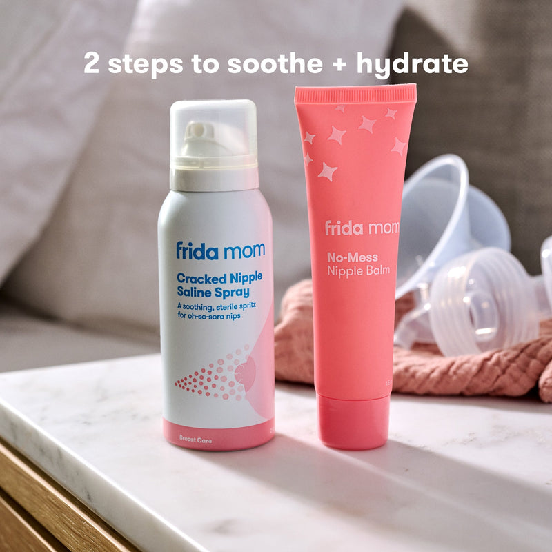 Fridababy LLC frida mom Cracked Nipple Saline Spray and frida mom No-Mess Nipple Balm (12/CS) 