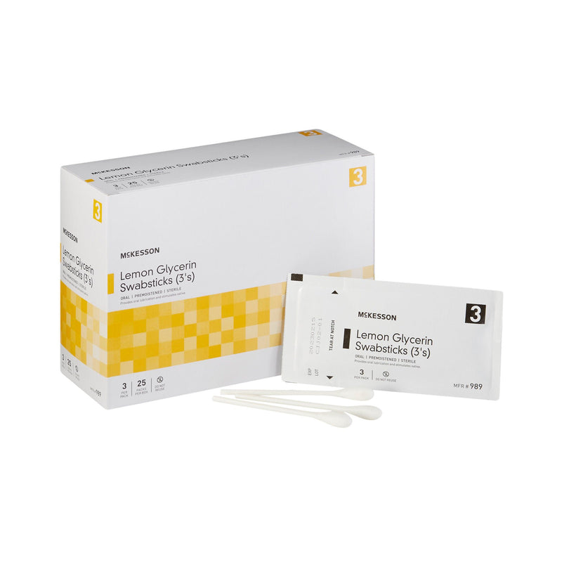 McKesson Oral Swabstick, Lemon Glycerin, Sterile (Case of 250)
