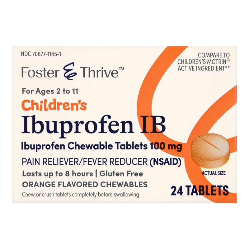 Foster & Thrive Children's Ibuprofen IB Chewable Tablets 100 mg Orange (Bottle of 24)