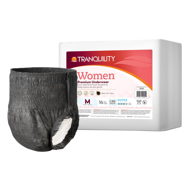 Principle Business Enterprises Absorbent Underwear Tranquility Pull On with Tear Away Seams Adult Medium Female Disposable Heavy Absorbency (64/CS) 