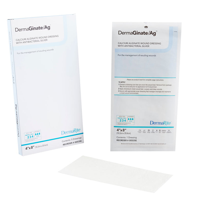 Silver Alginate Dressing DermaGinate/ Ag 4 X 8 Inch Rectangle Sterile (Box)
