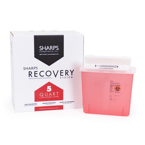 Sharps Recovery System Mailback Sharps Container, 12-1/4 x 4-3/4 x 10-1/2 Inch 