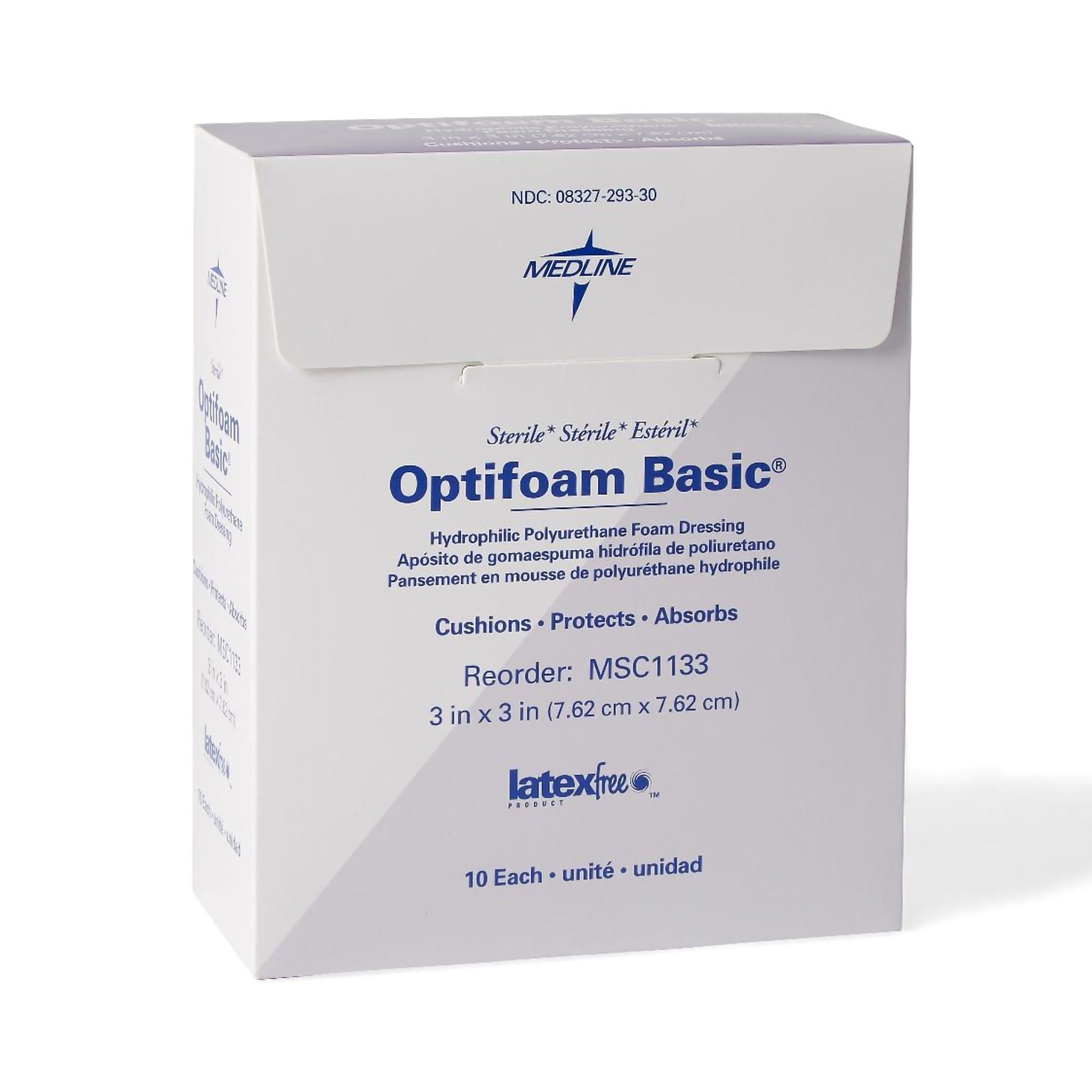Optifoam Basic Nonadhesive without Border Foam Dressing, 3 x 3 Inch (100/CS)