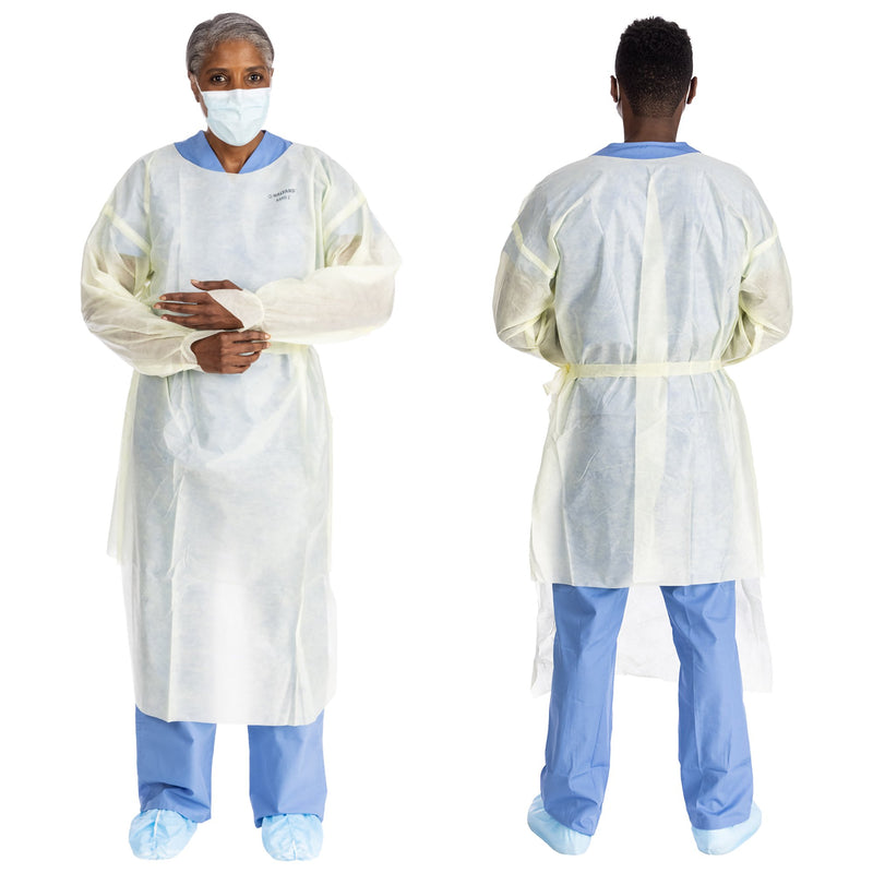 O&M Halyard Inc Protective Procedure Gown Halyard Basics 2X-Large Yellow NonSterile AAMI Level 2 Disposable (100/CS)