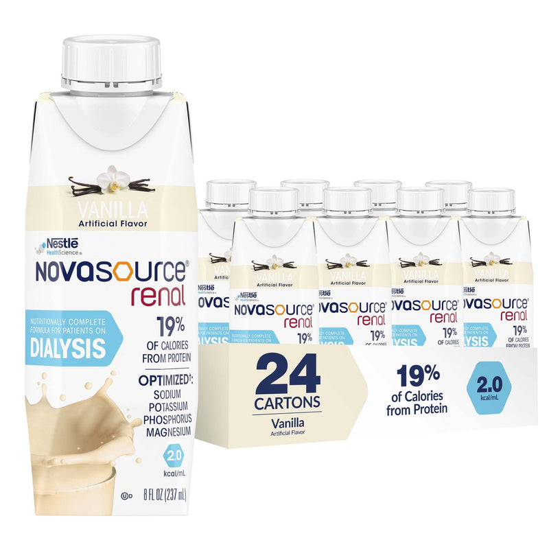 Novasource Renal Vanilla Formula for Patients on Dialysis, 8-ounce Carton (Case of 24)