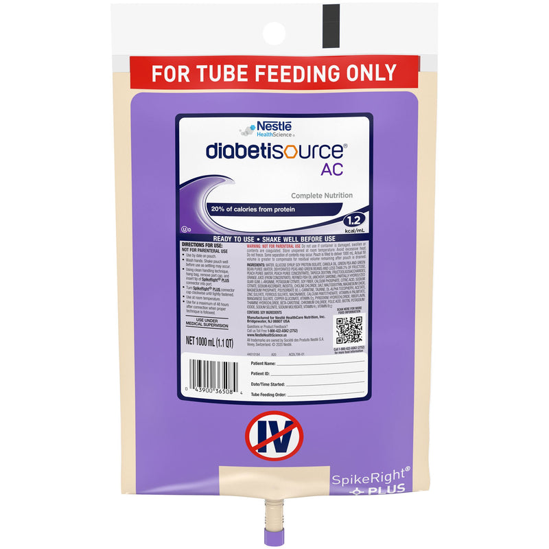 Diabetisource AC Tube Feeding Formula, 33.8 oz. Bag (Case of 6)