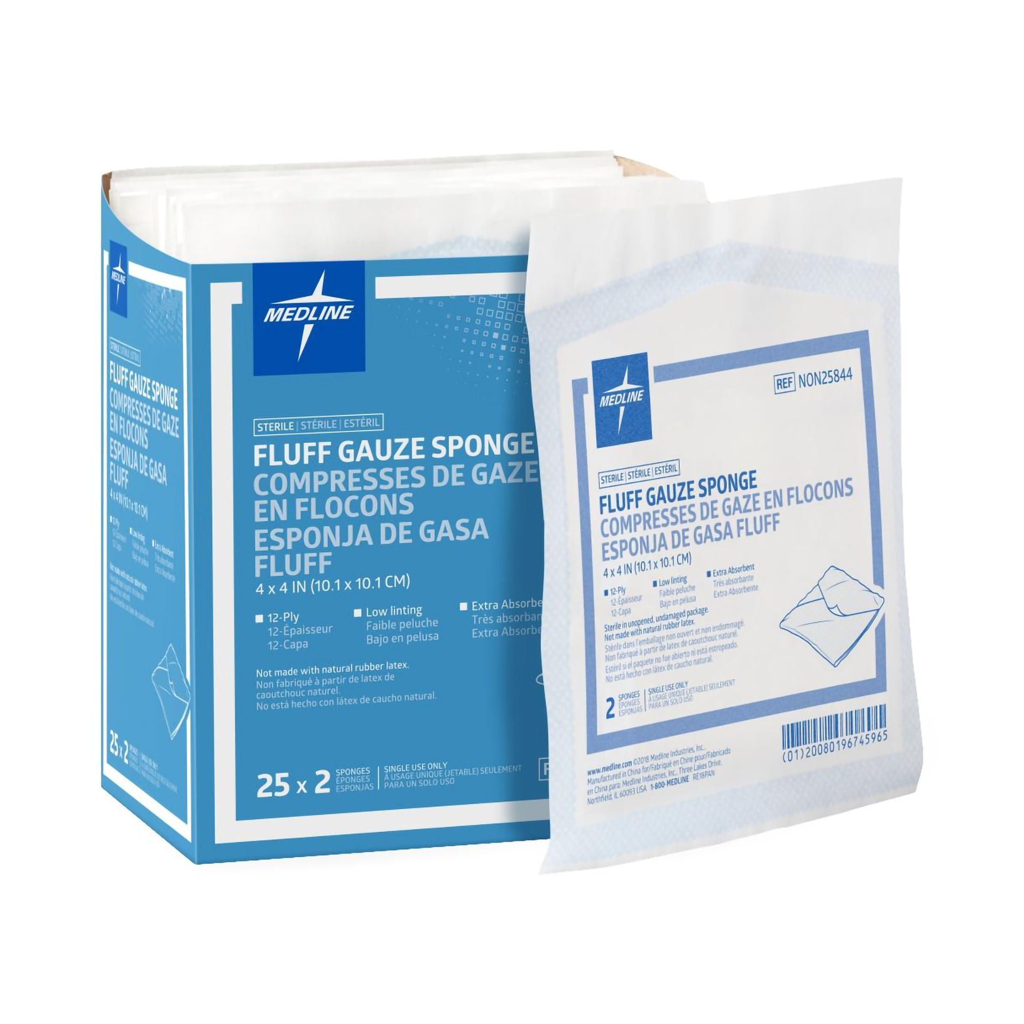 Bulkee Sterile Fluff Dressing, 4 x 4 Inch, 12-Ply (600/CS)