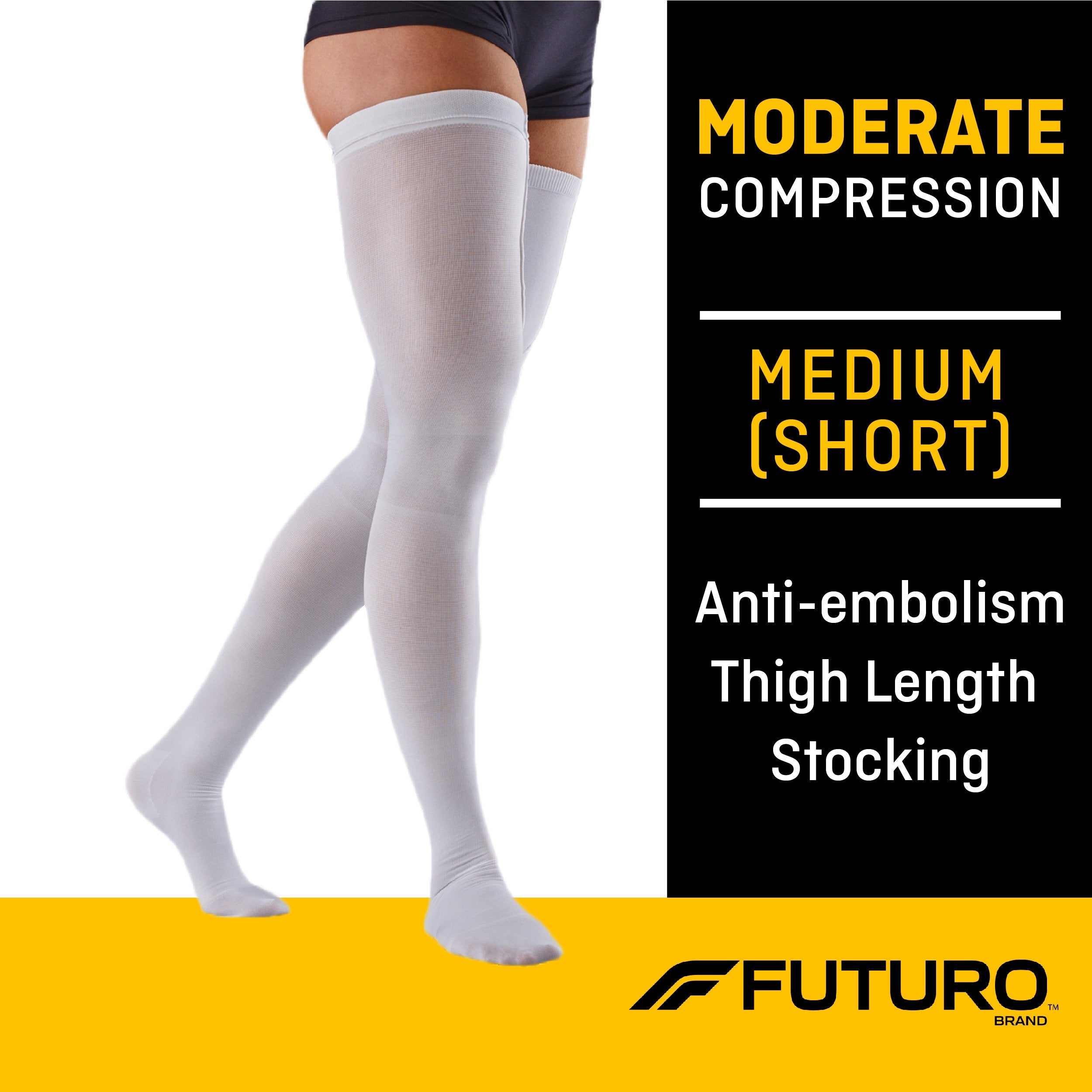 3M Company 3M Futuro Anti-Embolism Moderate Compression Thigh-High Stockings, Medium/Short (6/CS) 