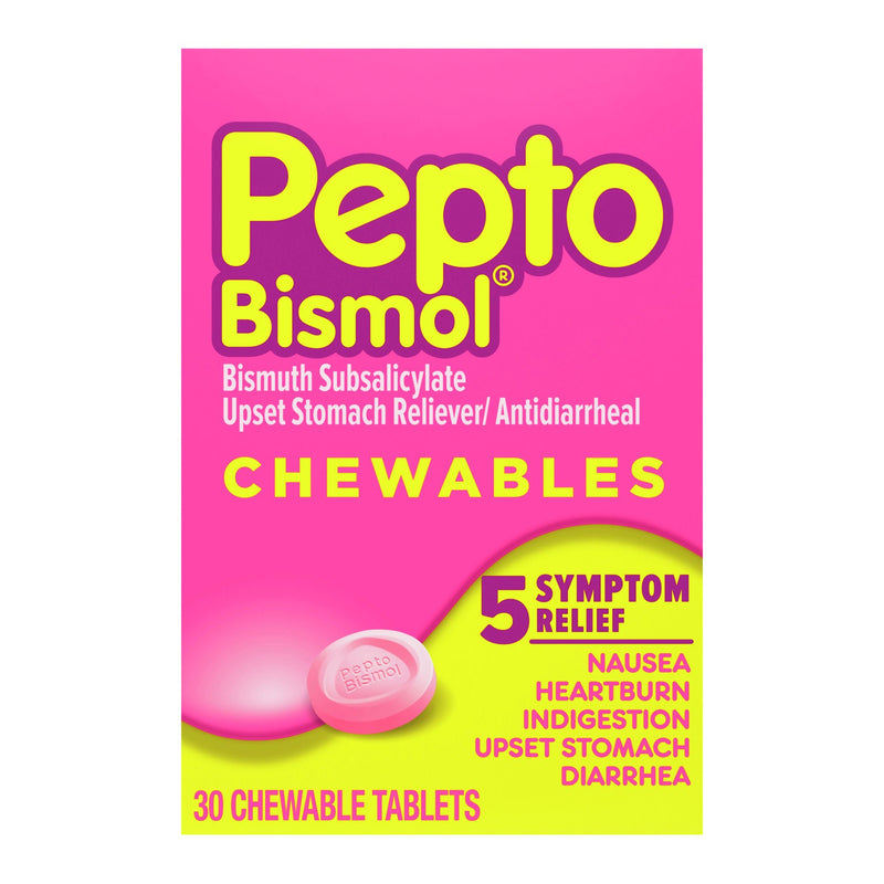 Pepto-Bismol Bismuth Subsalicylate Chewable Tablets (Box of 30)