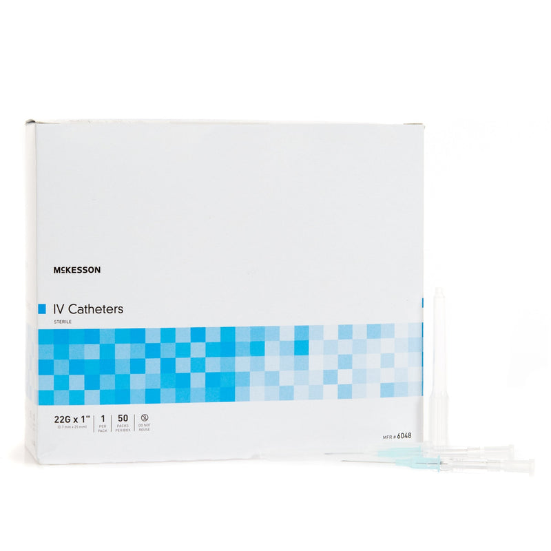 Peripheral IV Catheter McKesson 22 Gauge 1 Inch ETFE Straight Hub Non Blood Control Non-Safety 