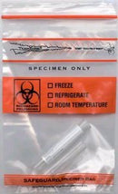 BAG BIOHAZARD SPECIMEN TRNSPRT6INX9IN ZIPLOCK 100/PK 10PK/CS