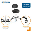 McKesson Pneumatic Exam Stool, Black, with Backrest (Each)