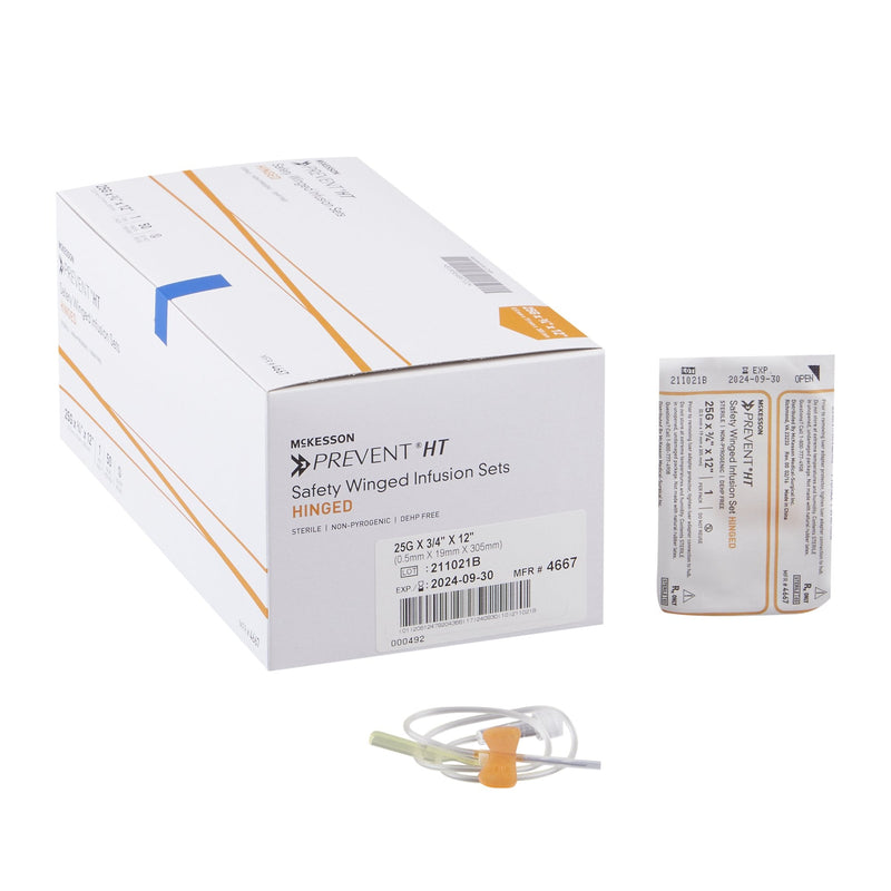 Infusion Set McKesson Prevent 25 Gauge 3/4 Inch 12 Inch Tubing Without Port 