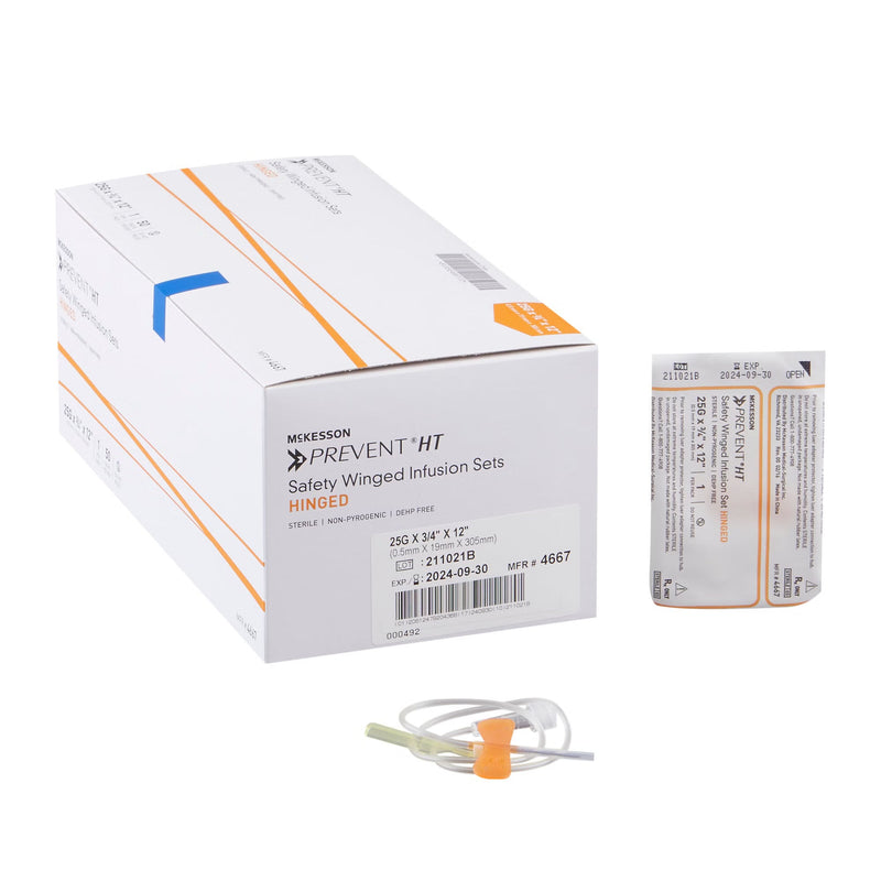 Infusion Set McKesson Prevent 25 Gauge 3/4 Inch 12 Inch Tubing Without Port