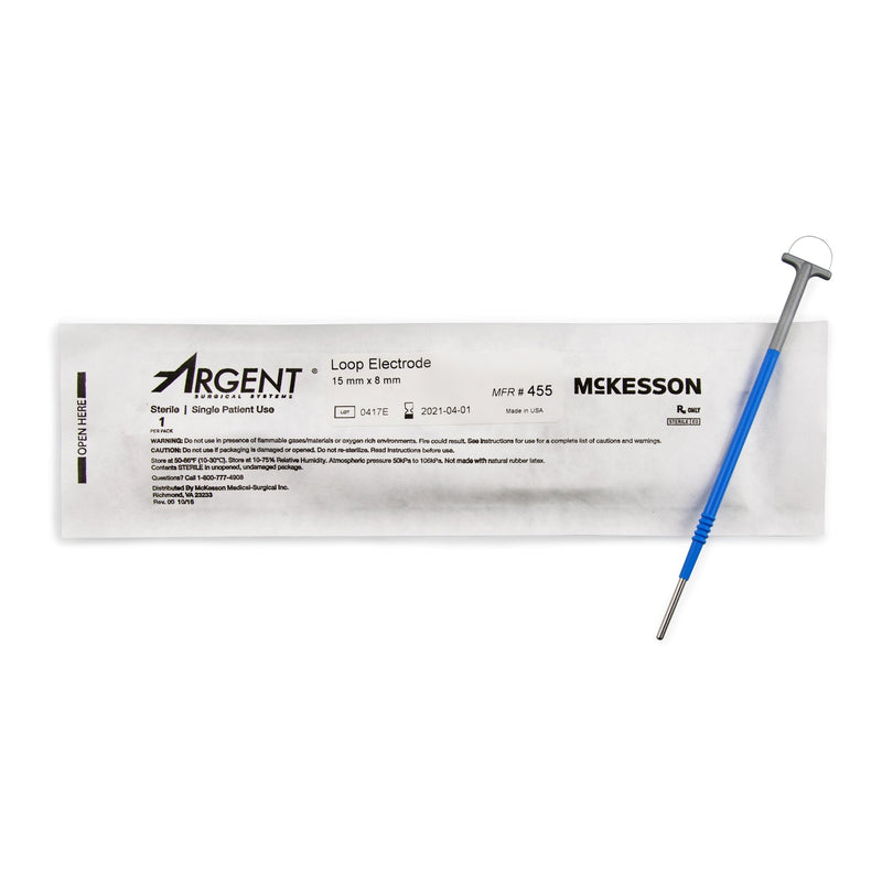 LEEP/LLETZ Electrode McKesson Argent Tungsten Wire Sterile 15 X 8 mm Loop Tip Disposable 