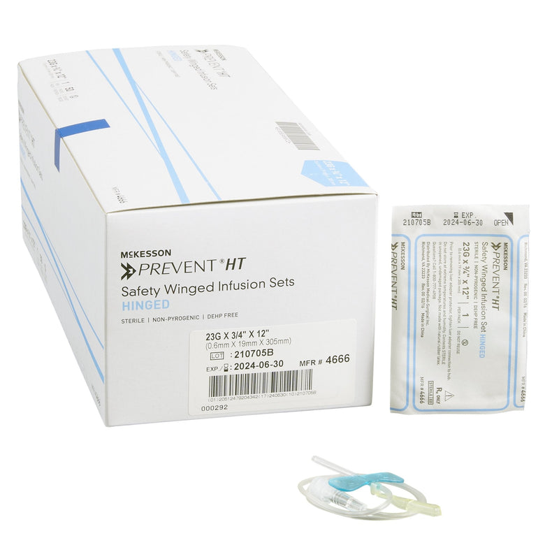 Infusion Set McKesson Prevent 23 Gauge 3/4 Inch 12 Inch Tubing Without Port 