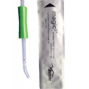 Urethral Catheter Magic3 Coude Tip Hydrophilic Coated Silicone 12 Fr. 16 Inch Length 