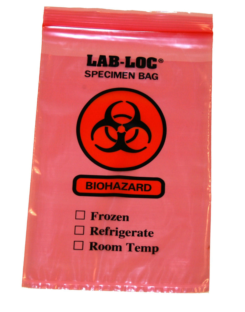 Lab-Loc Specimen Transport Bag, Document Pouch, Zip Close, Red Tinted, 6 x 9" (Case of 1000)