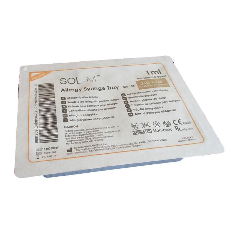 Standard Allergy Tray Sol-M 1 mL 3/8 Inch 26 Gauge NonSafety Regular Wall