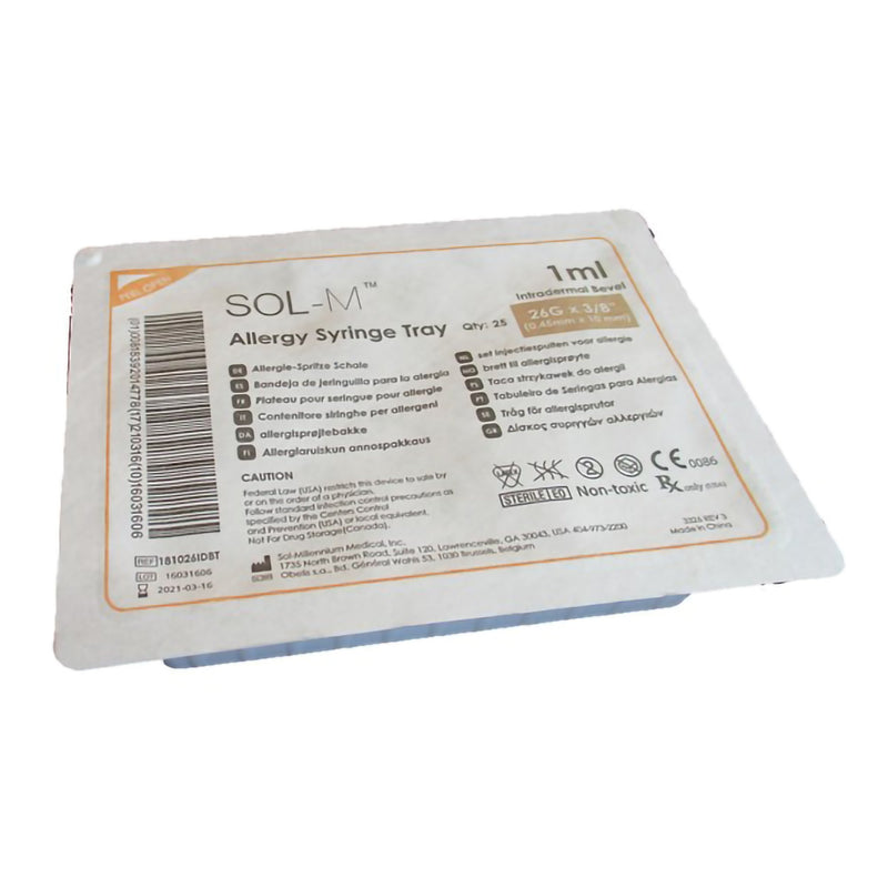 Standard Allergy Tray Sol-M 1 mL 3/8 Inch 26 Gauge NonSafety Regular Wall