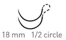 SUTURE PDO SZ 0 14CM18MM DIAMOND PT 1/2C 12/BX