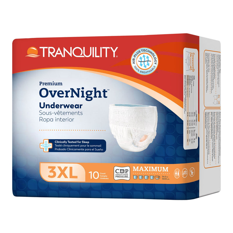 Principle Business Enterprises Tranquility Premium OverNight Disposable Absorbent Underwear, 3XL (40/CS) 