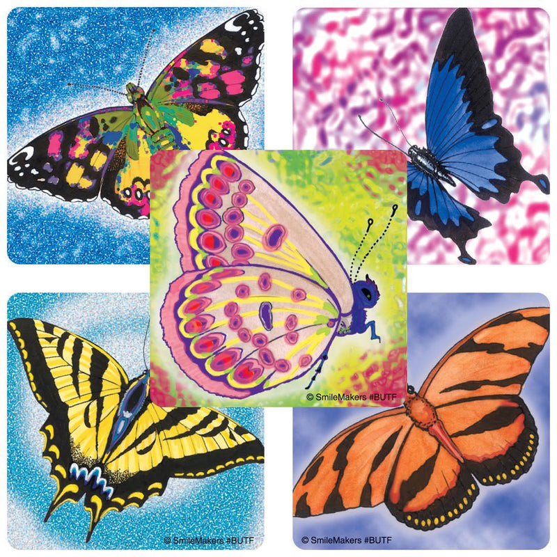 Sticker SmileMakers 100 per Box Butterflies 2-1/2 X 2-1/2 Inch
