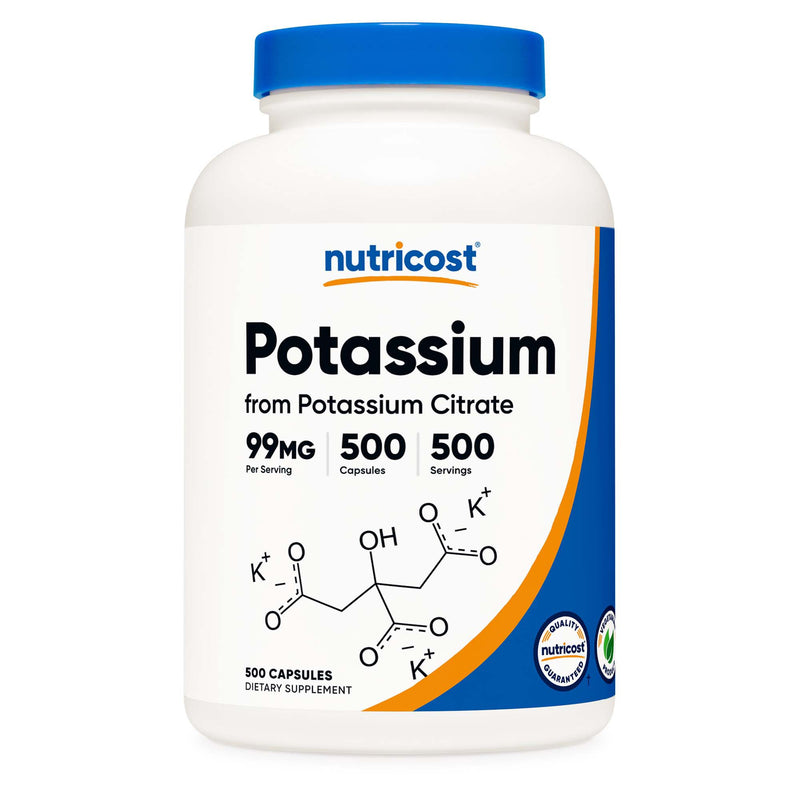 Dietary Supplement nutricost Potassium Citrate 99 mg Strength Capsule 500 Per Bottle (Case of 6000)