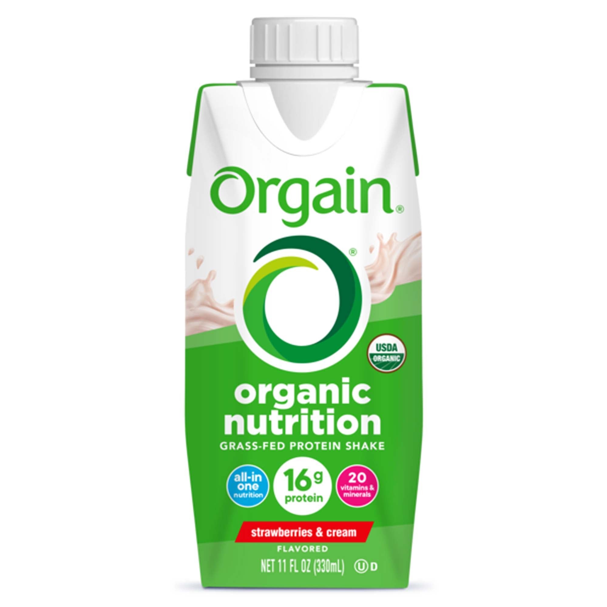 Oral Supplement Orgain Organic Nutrition Shake Strawberries and Cream Flavor Liquid 11 oz. Carton (Case of 12)