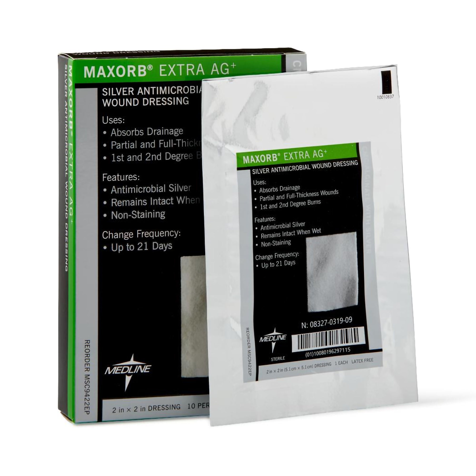Medline Silver Alginate Dressing Maxorb Extra Ag+ 2 X 2 Inch Square Sterile (MSC9422EP / CS)