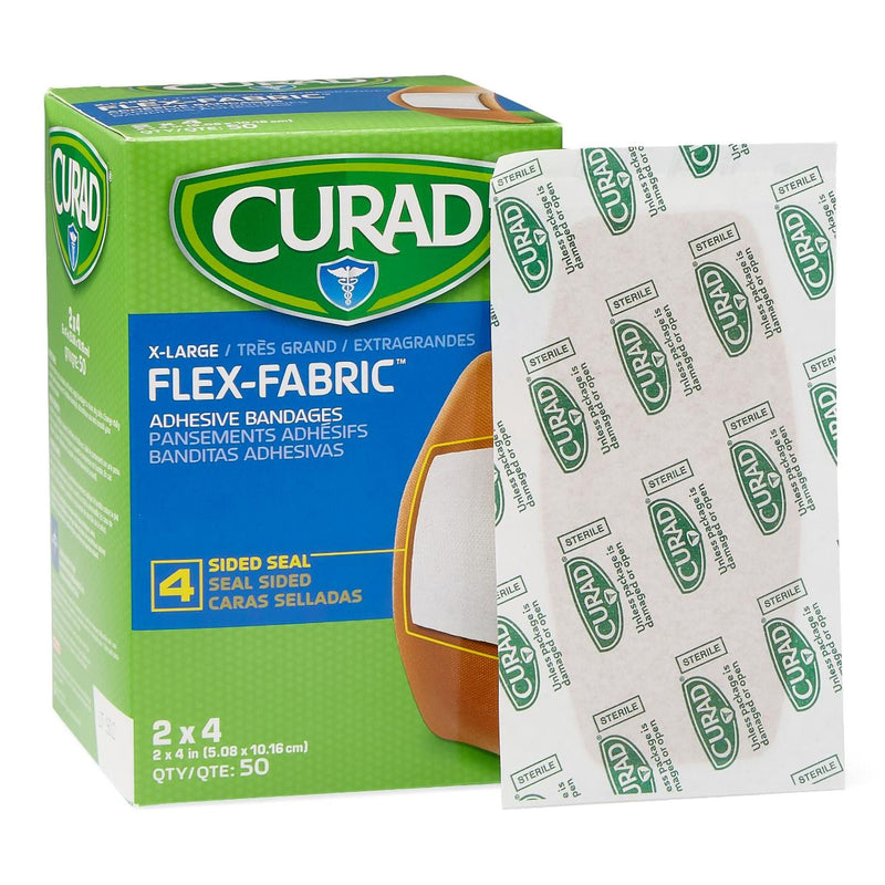 Curad Flex-Fabric Tan Adhesive Strip, 2 x 4 Inch (Case of 600)