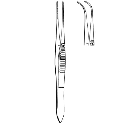 Merit Iris Dressing Forceps - 4", Full-Curved, Serrated - 98-135 