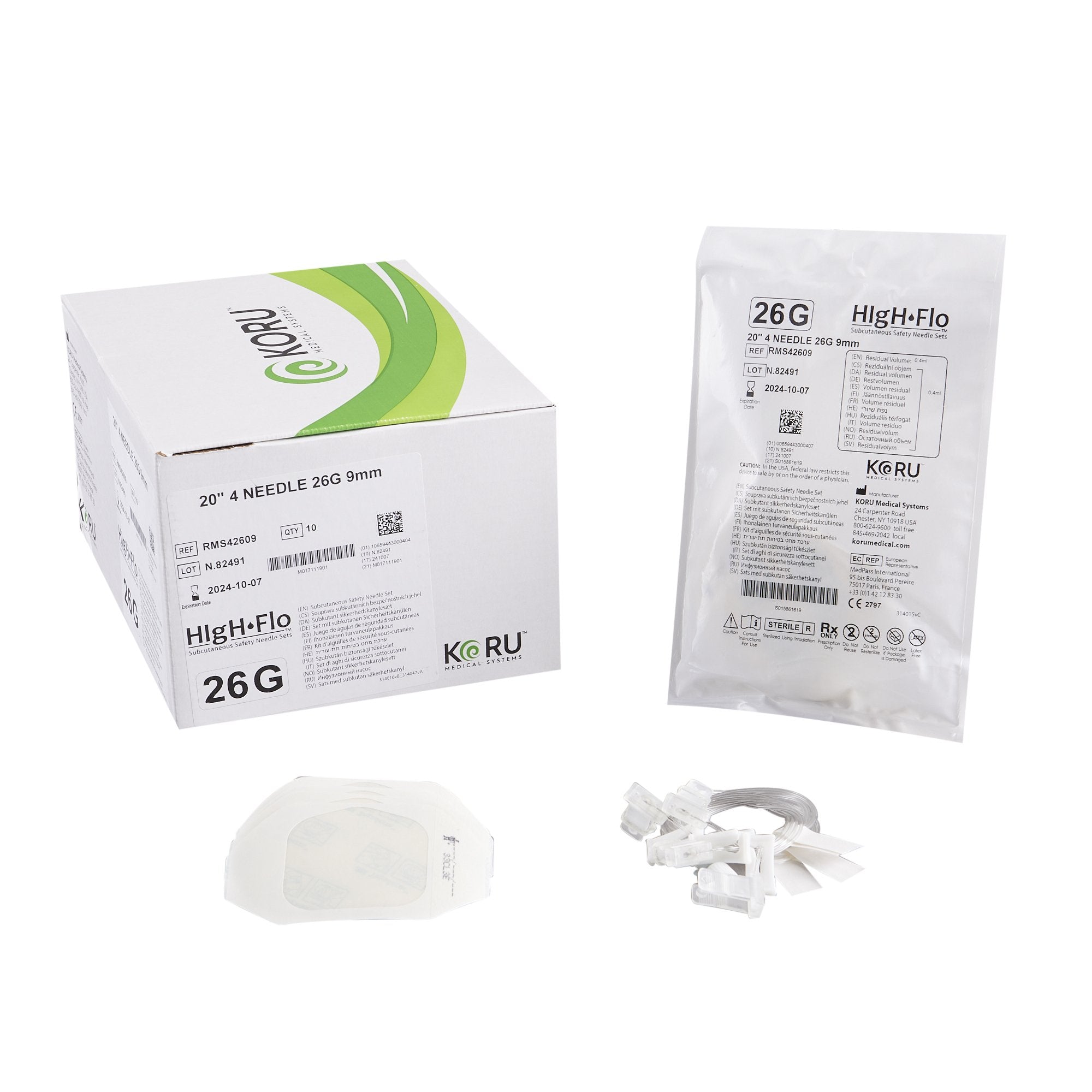 Sub-Q Infusion Set HIgH-Flo4 4 X 26 Gauge 9 mm 20 Inch Tubing Without Port 