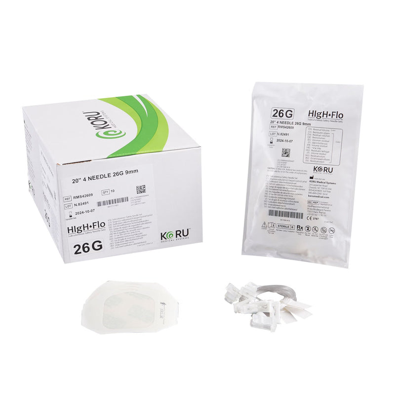 Sub-Q Infusion Set HIgH-Flo4 4 X 26 Gauge 9 mm 20 Inch Tubing Without Port 
