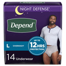 Kimberly Clark Depend Night Defense Absorbent Underwear for Men, Large (56/CS) 