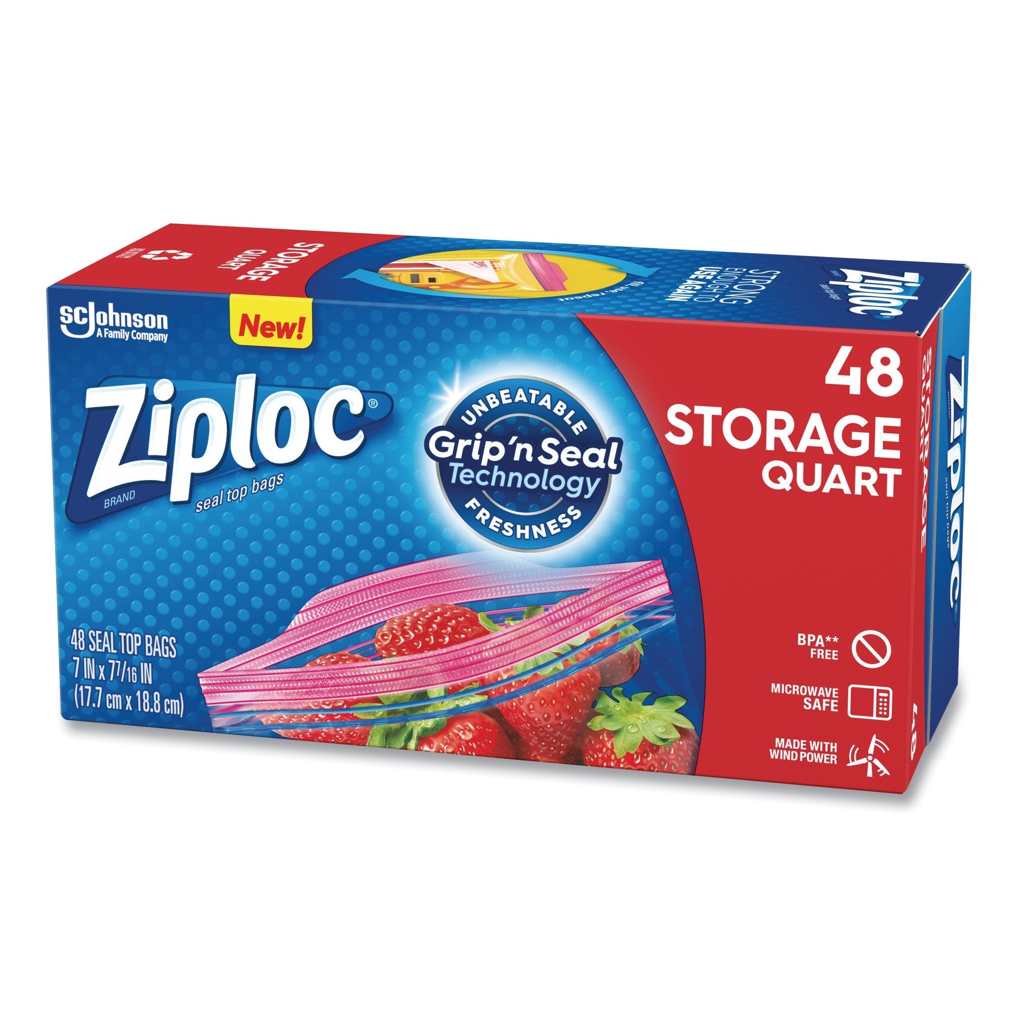 Essendant Co/United Stationers Reclosable Bag Ziploc 7 X 7-7/16 Inch Plastic Clear / White Block Zipper Closure (48/BX) 