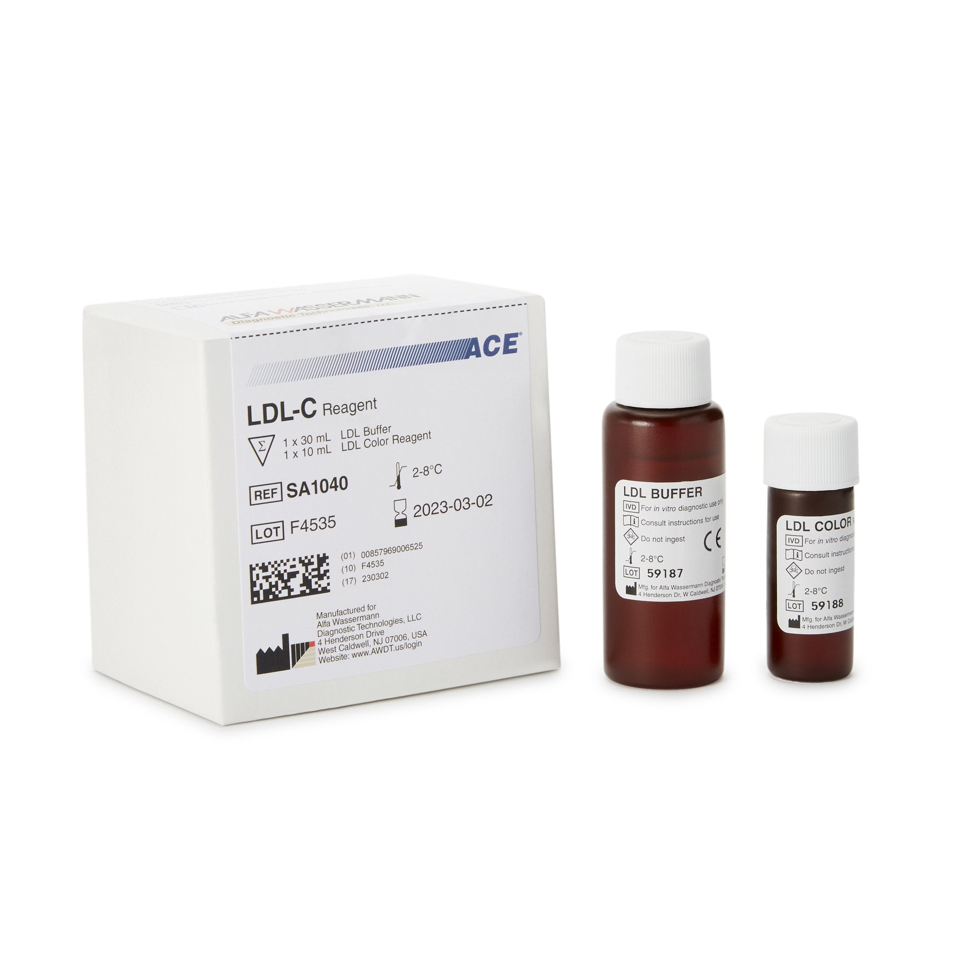 Alfa Wassermann General Chemistry Reagent ACE Low-Density Lipoprotein (LDL) Cholesterol For ACE and ACE Alera Analyzers 100 Tests 