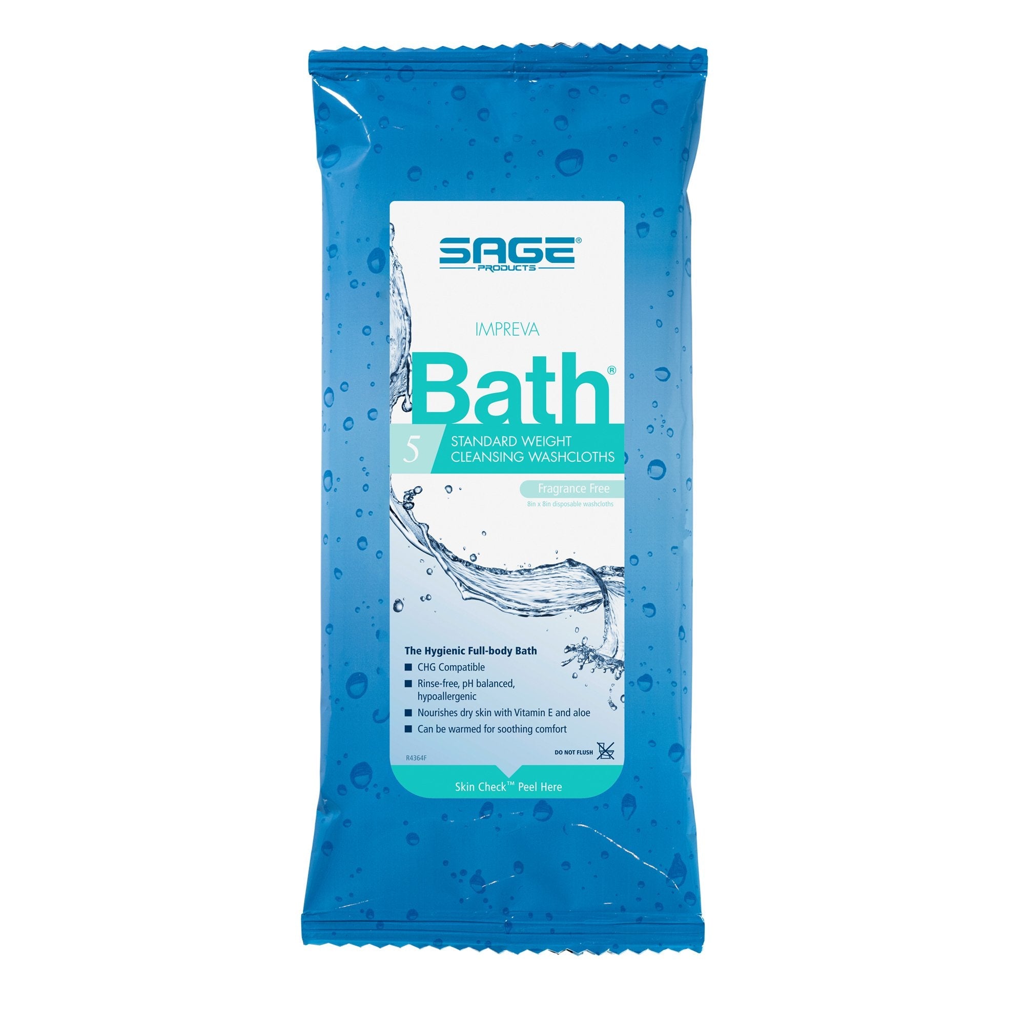 Sage Products Sage Comfort Bath Rinse-Free Wipes, Aloe, Unscented, Soft Pack (78/CS) 
