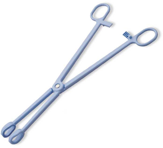 Sponge Forceps Gynex 9-1/2 Inch Length Floor / Office Grade Plastic NonSterile Locking Finger Ring Handle Straight Fenestrated Serrated Oval Tips (Box of 12)