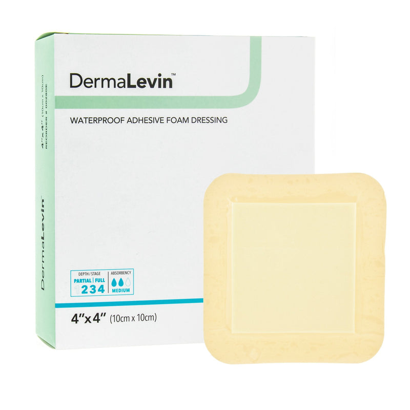 Sion Brands LLC DermaLevin Adhesive with Border Foam Dressing, 4 x 4 Inch (10/BX) 