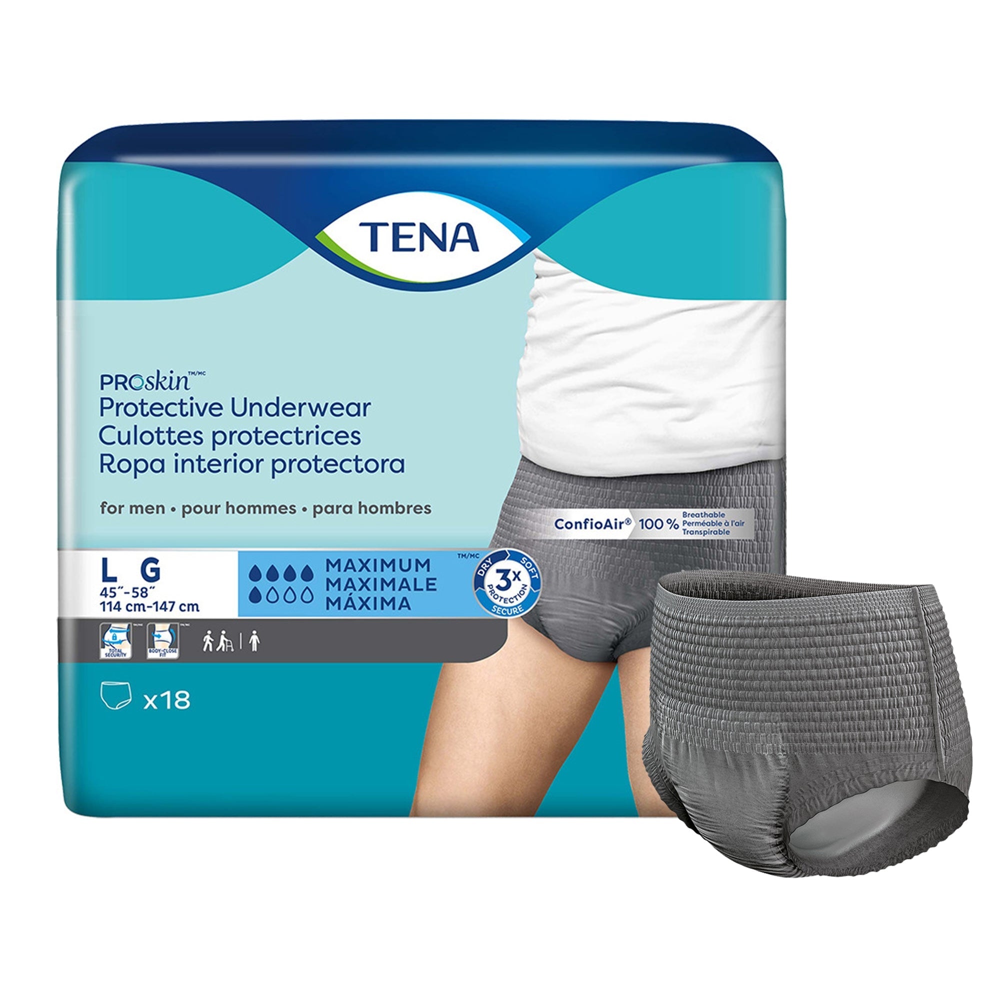 Essity HMS North America Inc Tena ProSkin Maximum Absorbent Underwear for Men, Large (72/CS) 