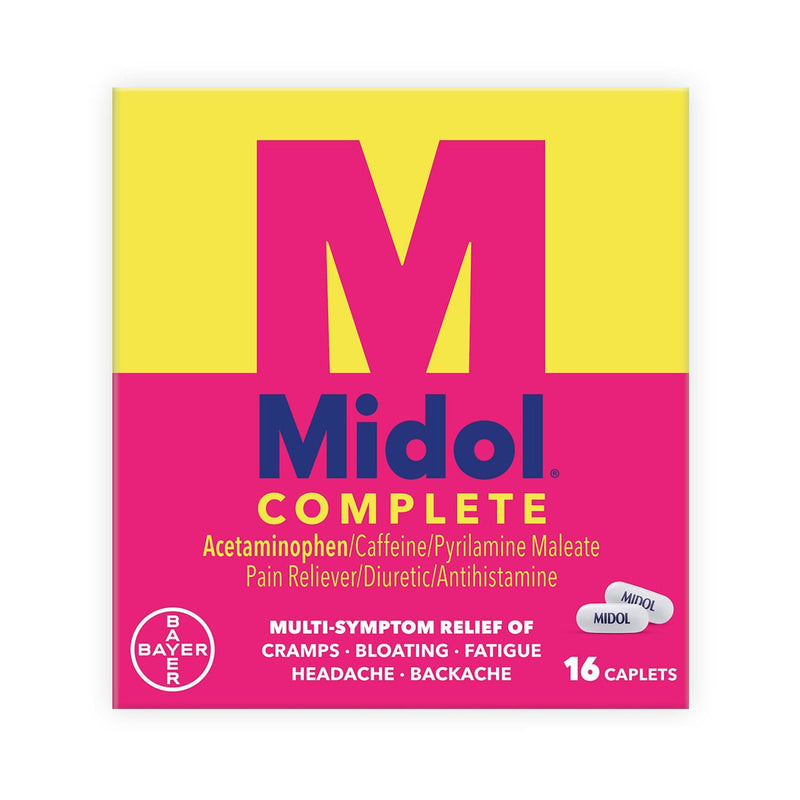 Cramp Relief Midol Complete 500 mg - 60 mg - 15 mg Strength Acetaminophen / Caffeine / Pyrilamine Maleate Caplet 16 per Box 