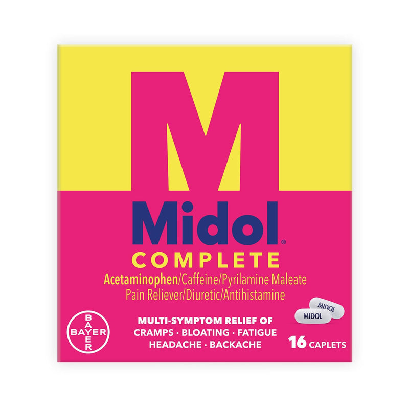 Cramp Relief Midol Complete 500 mg - 60 mg - 15 mg Strength Acetaminophen / Caffeine / Pyrilamine Maleate Caplet 16 per Box 