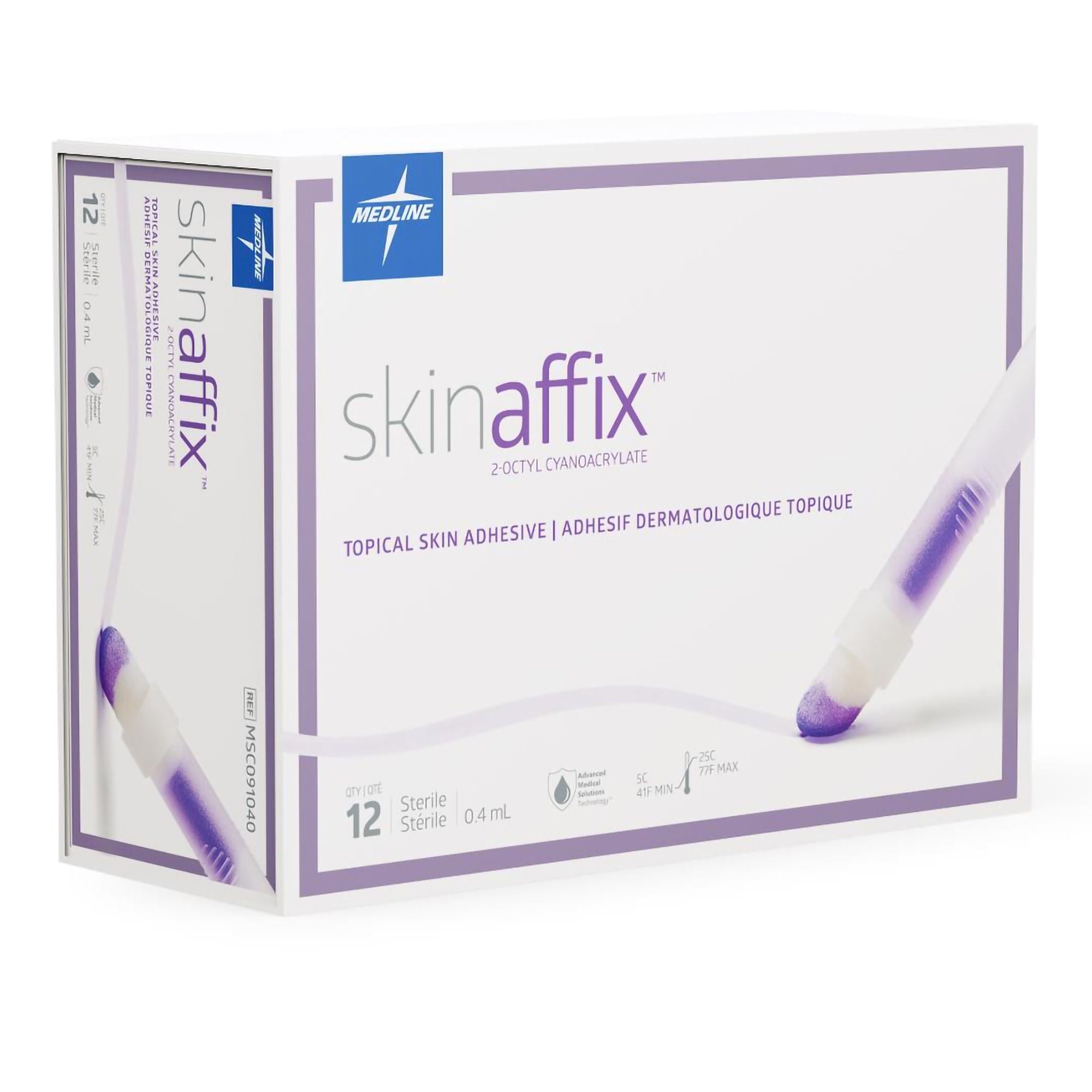 Medline Skin Adhesive Skin Affix 0.4 mL High Viscosity Dome Applicator Tip 2-Octyl Cyanoacrylate (MSC091040 / CS)