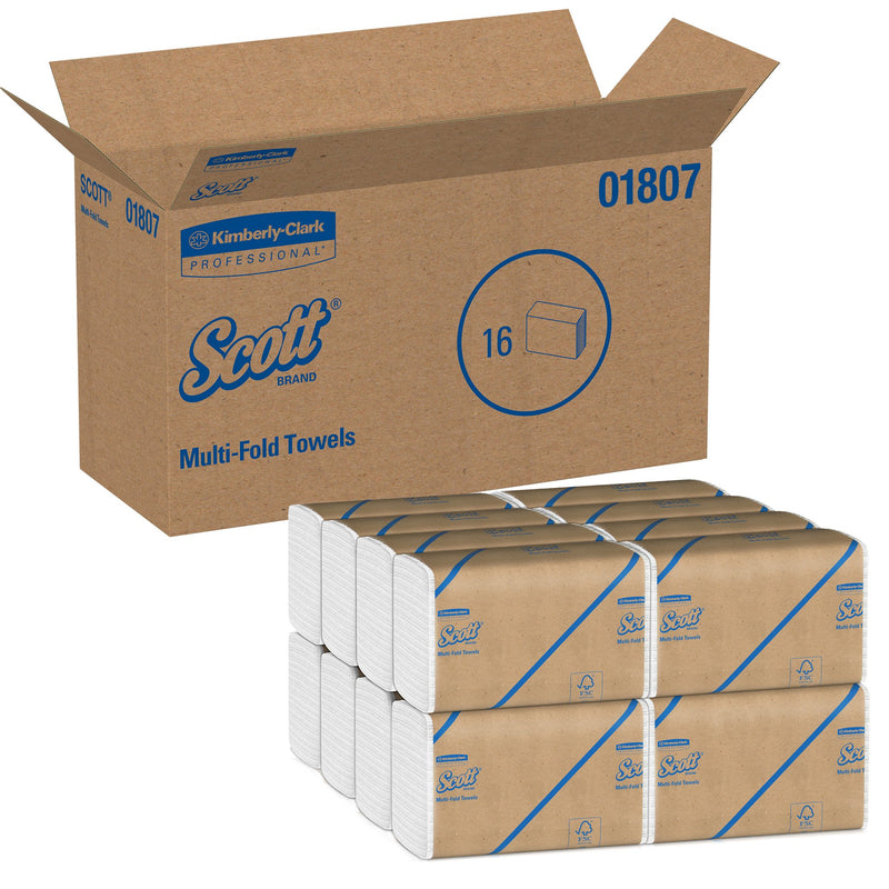Scott 100% Recycled Fiber Multifold Towels, 9-1/5 X 9-2/5 Inch, White (Case of 3520)