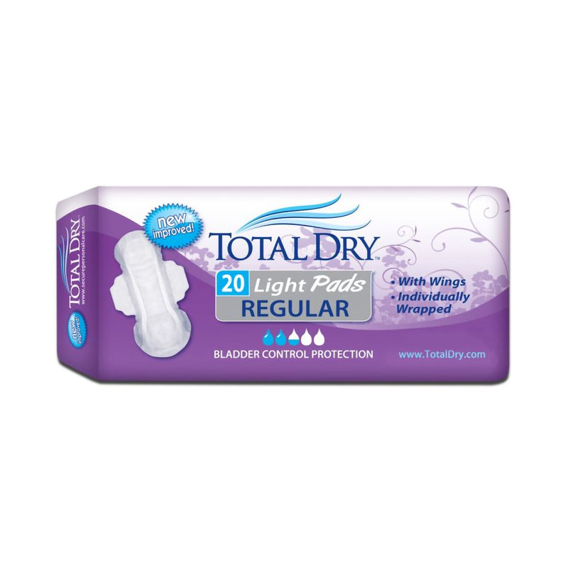 TotalDry Light Absorbency Bladder Control Pad, 11-Inch Length (Case of 180)