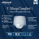 Attends Sleep Comfort Premium Overnight Underwear, 2X-Large, 68 – 80 Inches (Case of 40)